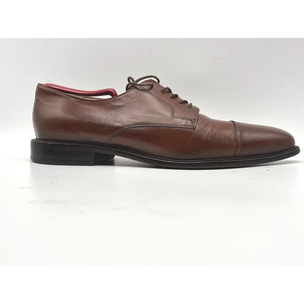 J. Murphy by Johnston & Murphy Men's 12 Brown Leather Cap Toe Derby Dress Shoes